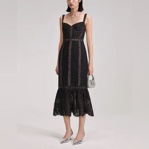 Self-Portrait Lace Embroidered‎ Slip Dress Size US 2/UK 6